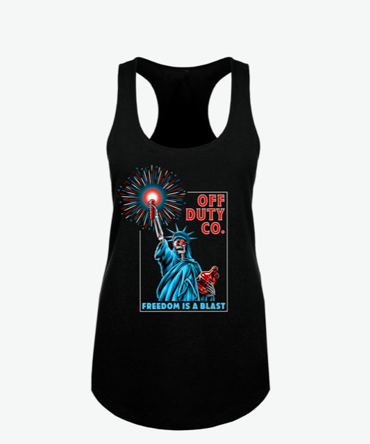 FREEDOM IS A BLAST women's racerback tank