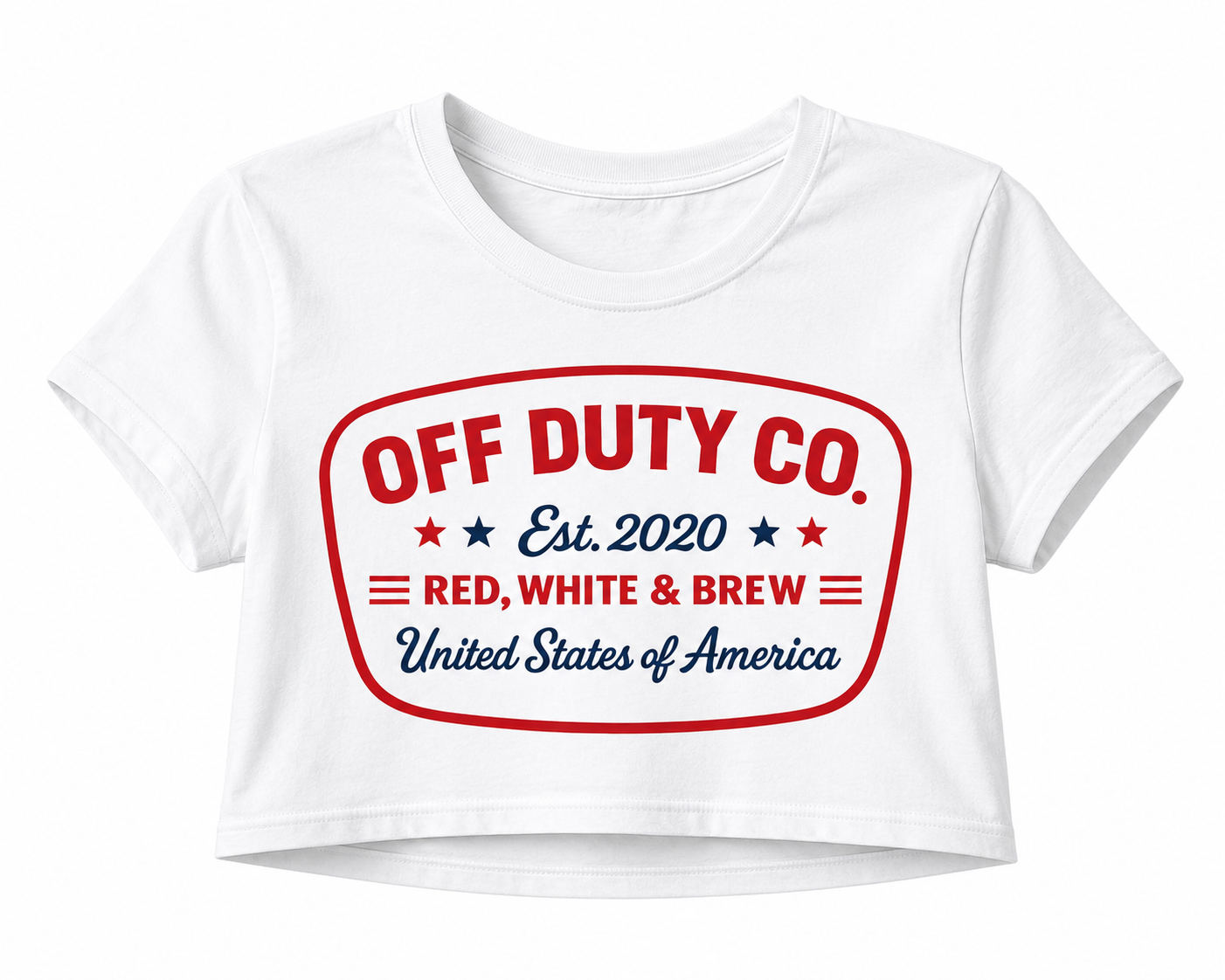 RED, WHITE AND BREW women's crop top
