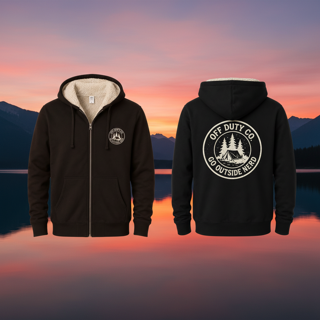 Go Outside Nerd Sherpa lined zip up hoodie